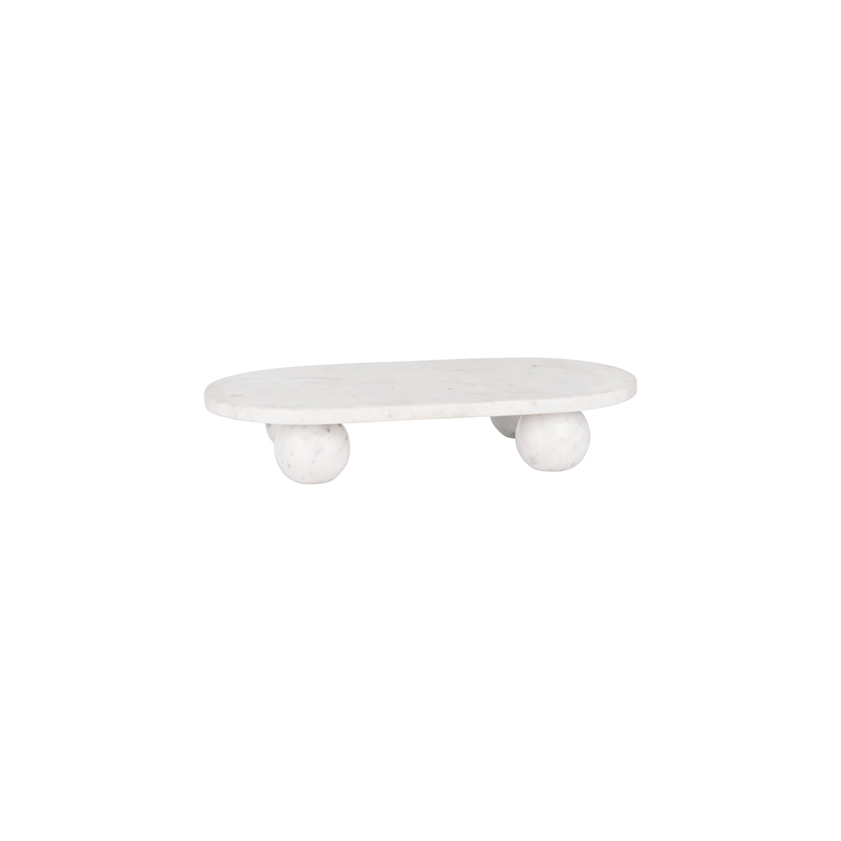 Serve White Marble Oval Platter with Large Round Feet 460x260x85mm