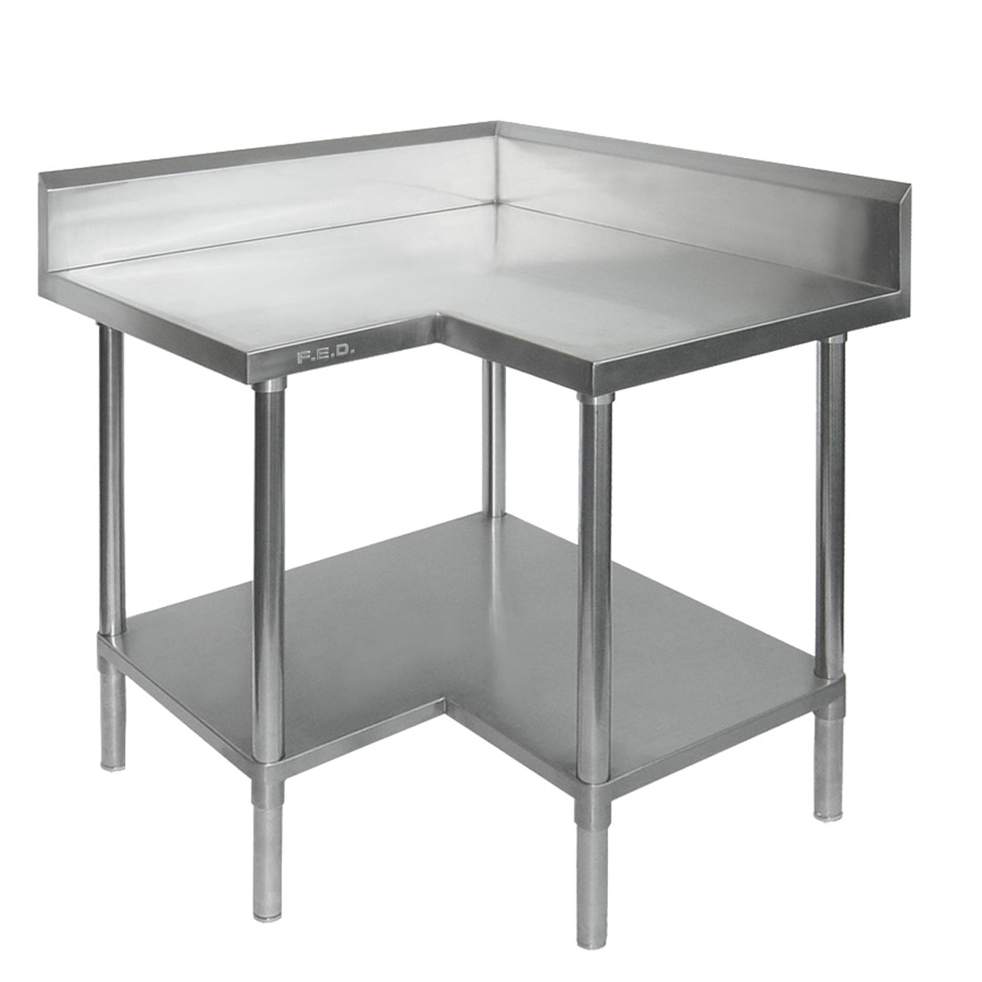 0900-7-WBCB - Economic Corner Workbench,100mm Splashback & Undershelf 900x900x900mm
