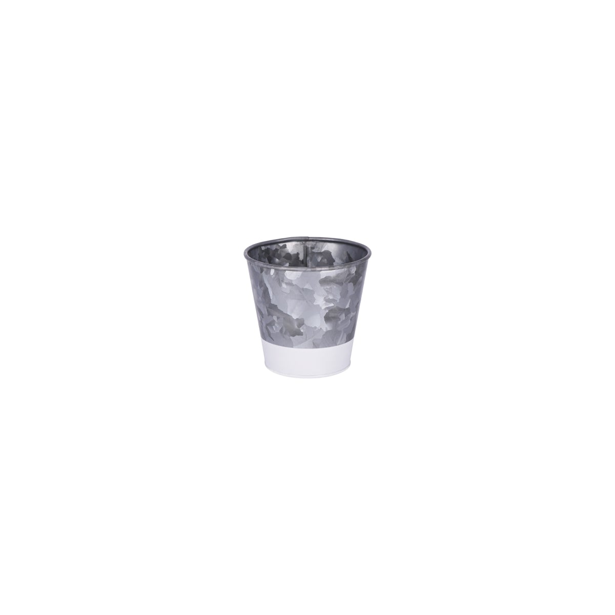 Coney Island Flared Galvanised Pot with White Base 105x100mm