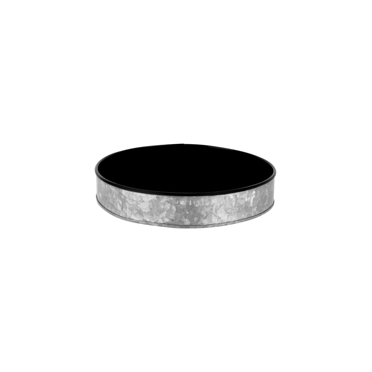 Coney Island Round Galvanised Tray with Black Internal 240x45mm