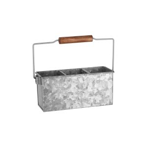 Coney Island 3-Compartment Caddy with Handle Galvanised 250x90x115mm