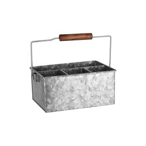 Coney Island 4-Compartment Caddy with Handle Galvanised 250x180x115mm