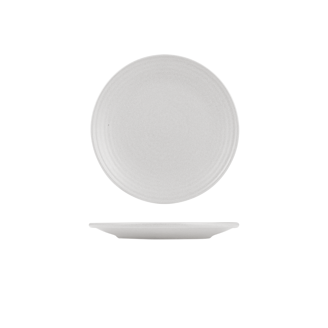 Zuma Pearl Aspen Ribbed Round Plate