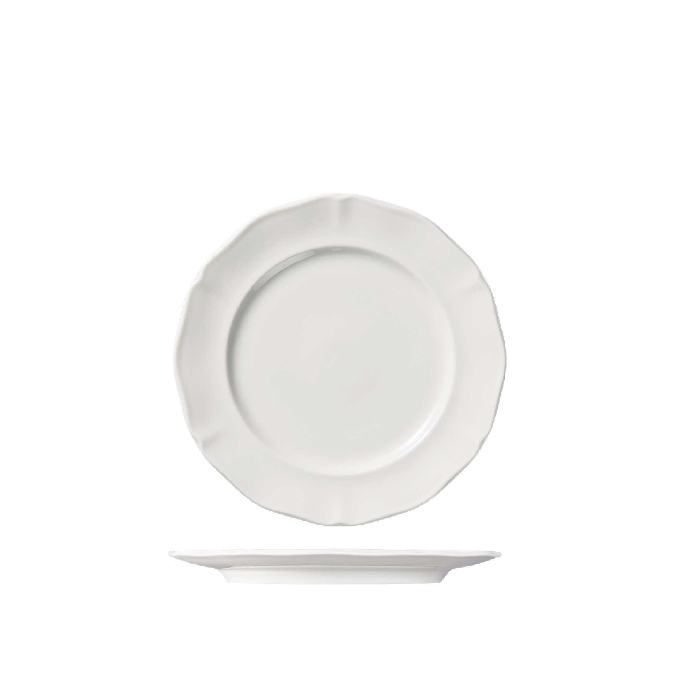 Luzerne Astoria Scalloped Round Plate - Wide Rim