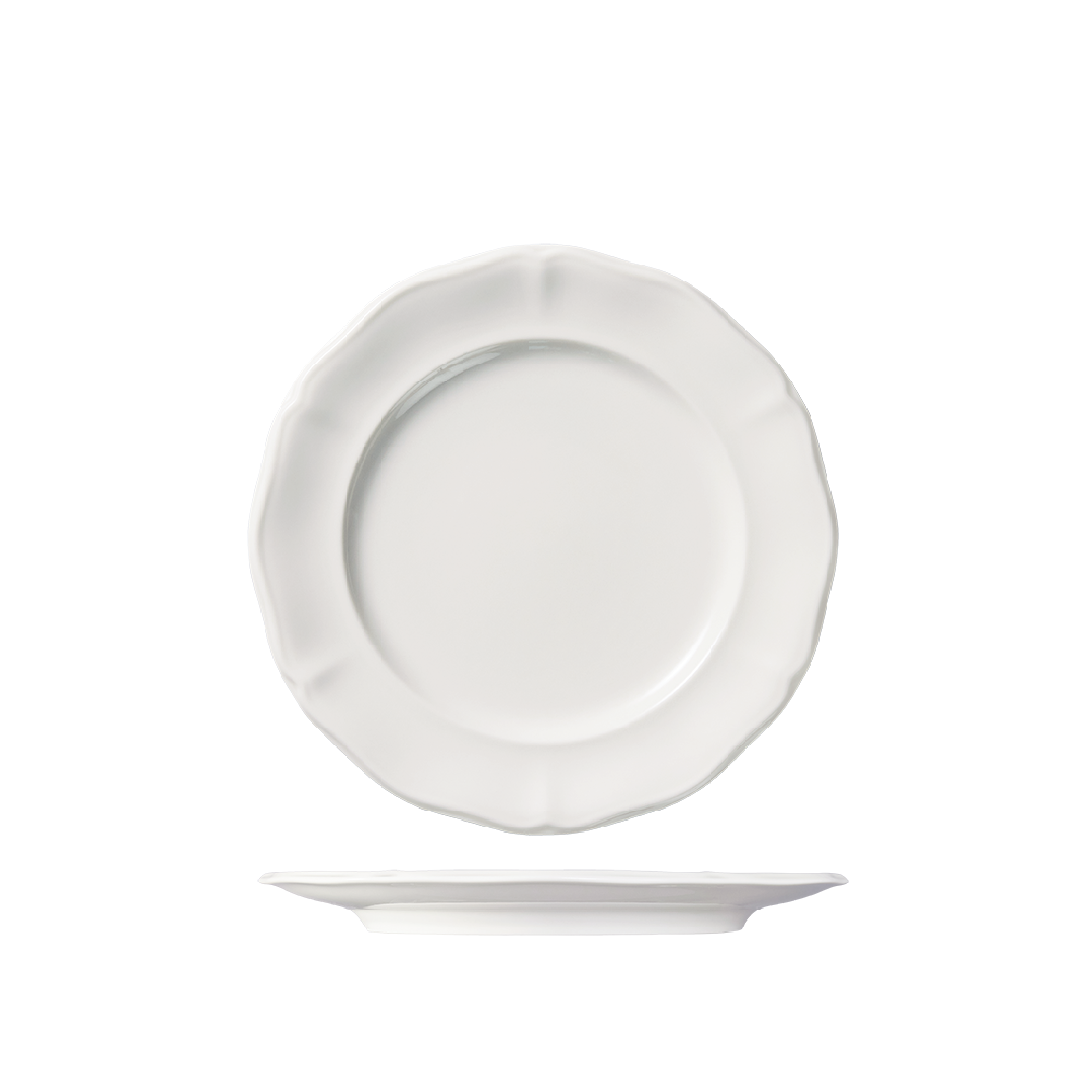 Luzerne Astoria Scalloped Round Plate - Wide Rim