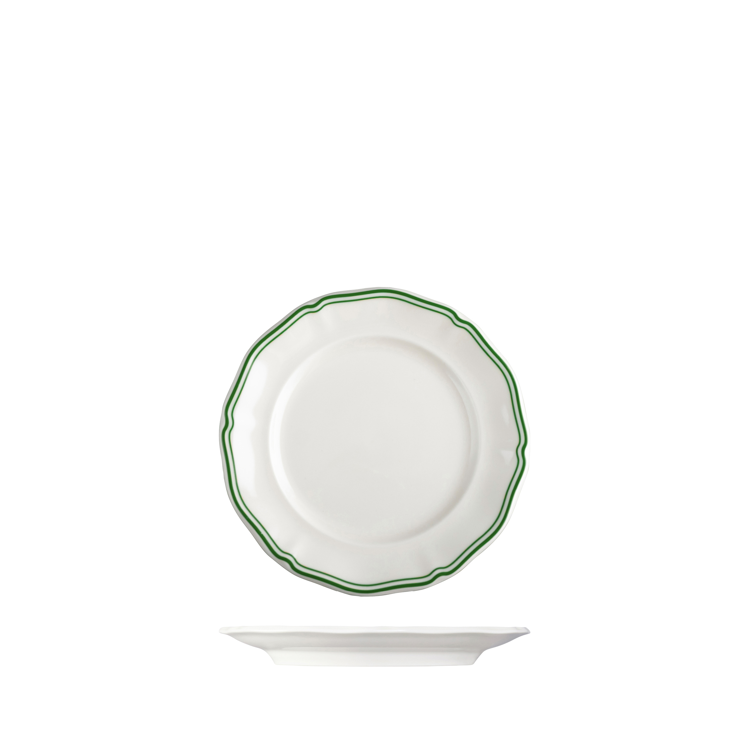 Luzerne Astoria Emerald Scalloped Round Plate - Wide Rim