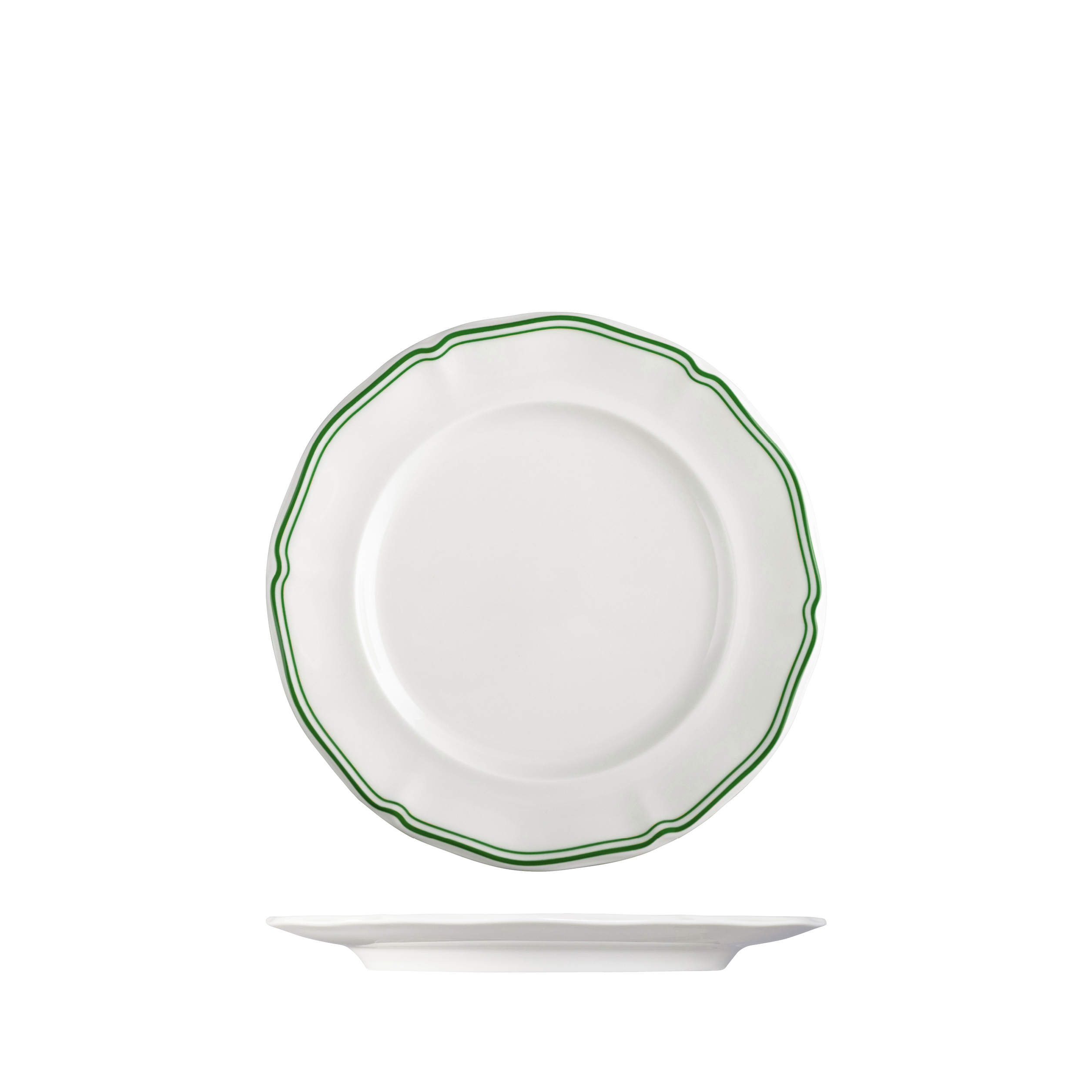 Luzerne Astoria Emerald Scalloped Round Plate - Wide Rim