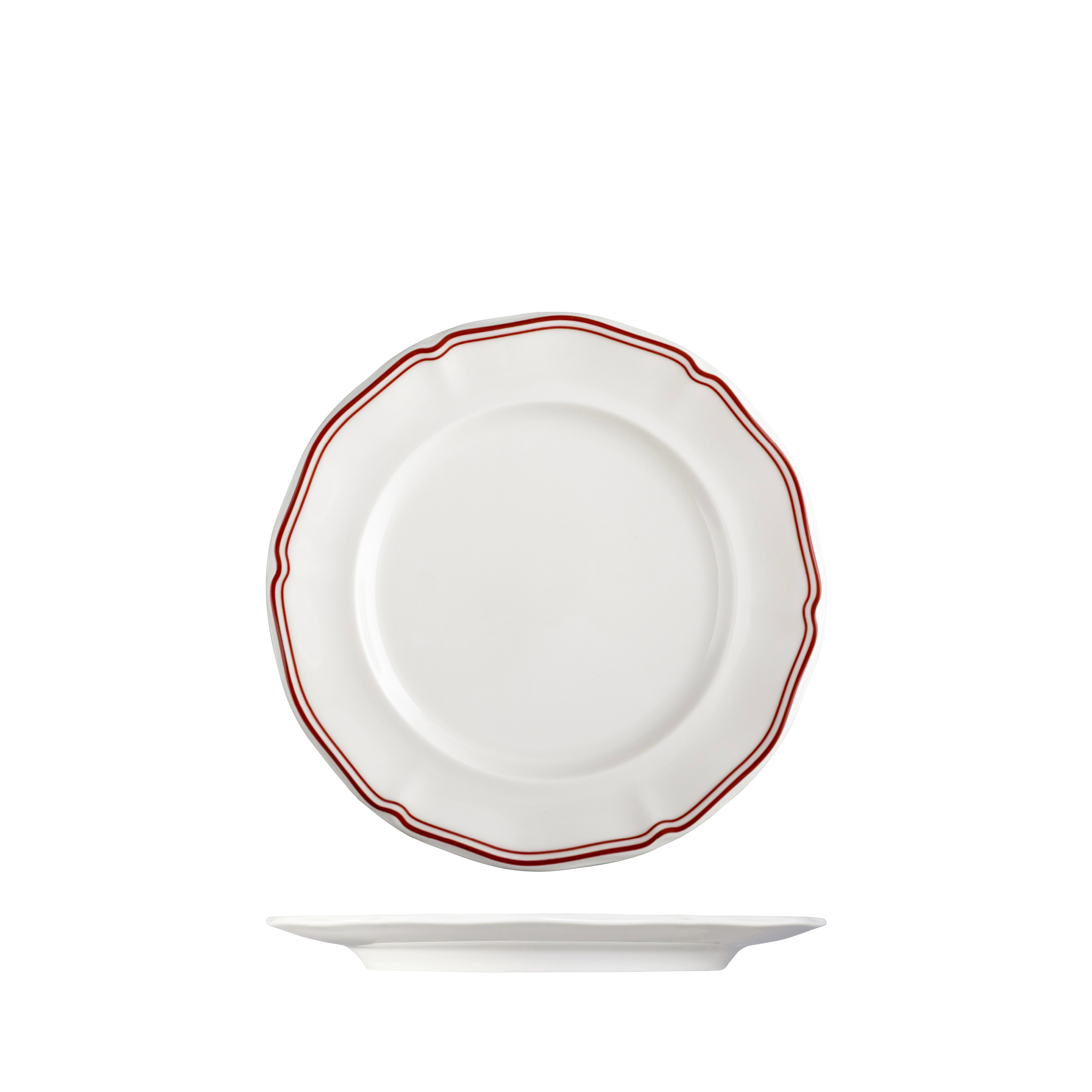 Luzerne Astoria Rosewood Scalloped Round Plate - Wide Rim