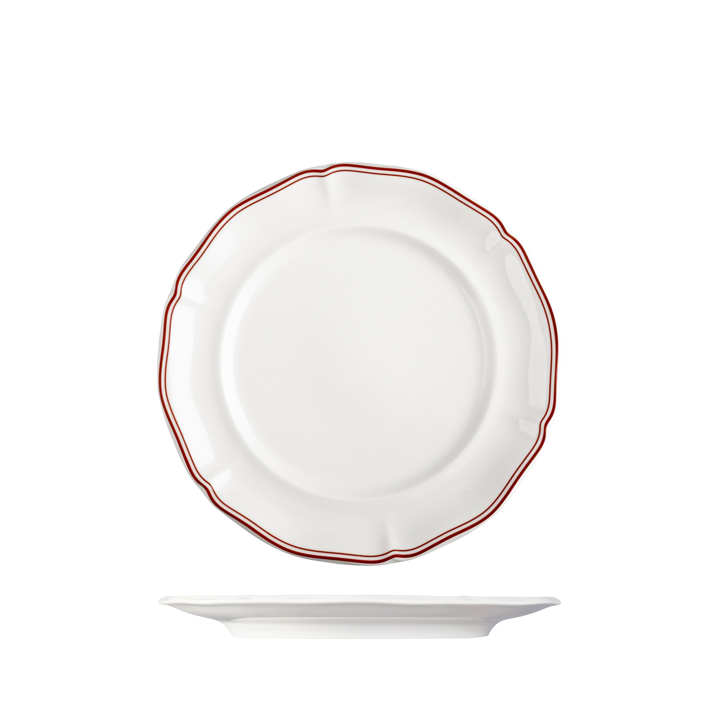 Luzerne Astoria Rosewood Scalloped Round Plate - Wide Rim