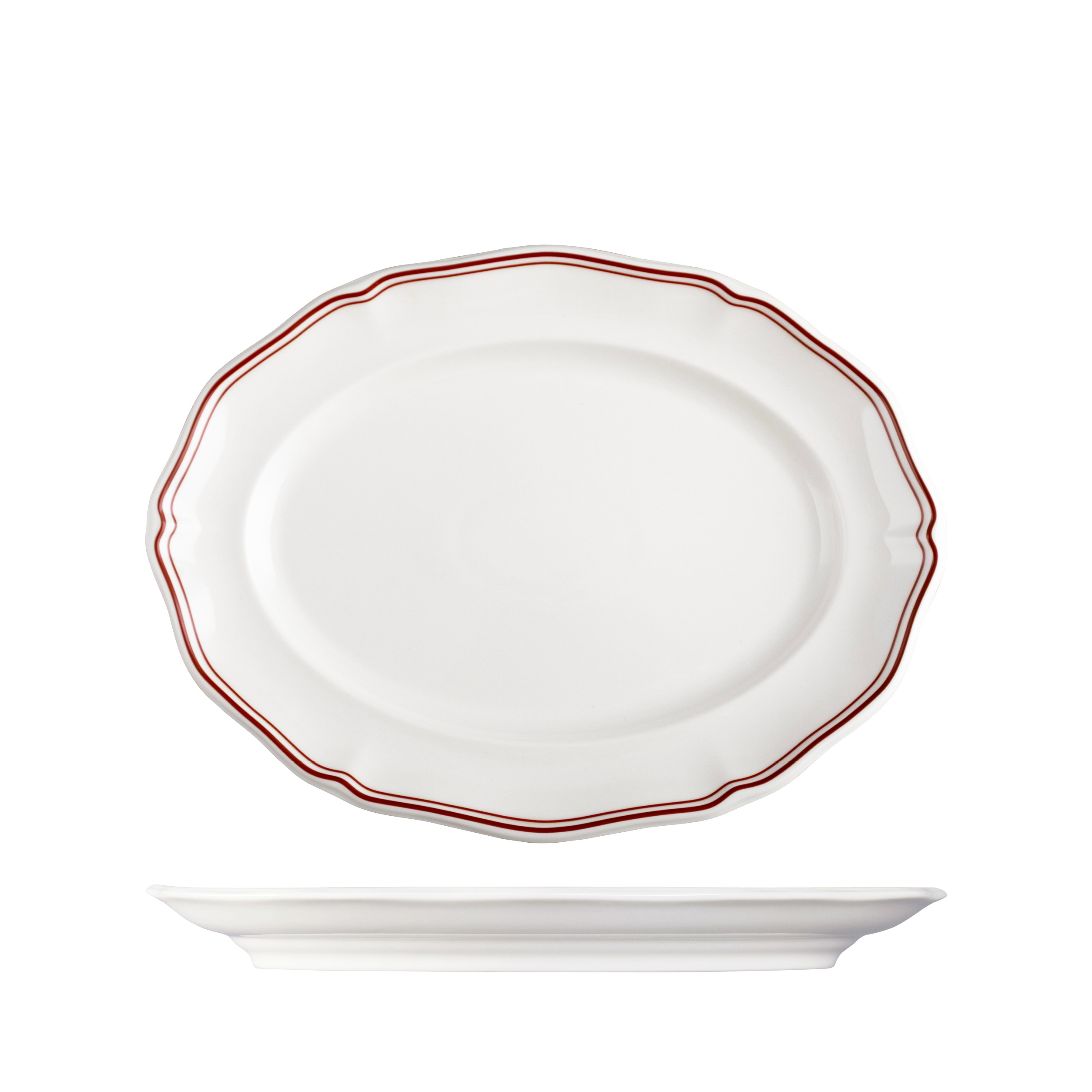 Luzerne Astoria Rosewood Scalloped Oval Plate - Wide Rim