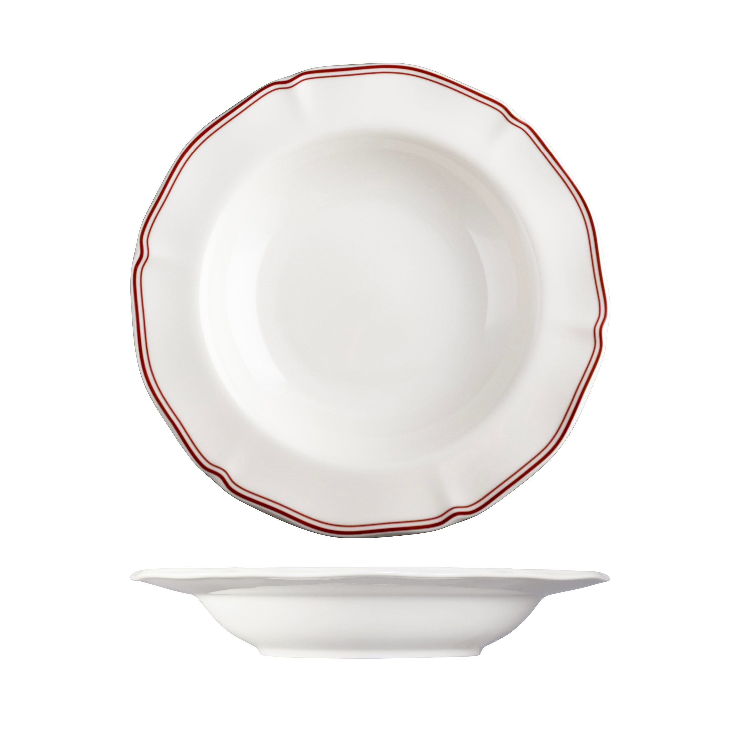Luzerne Astoria Rosewood Scalloped Soup / Pasta Bowl - Wide Rim