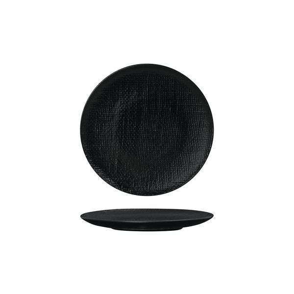 Luzerne Linen Matte Black Round Plate - Flat / Coupe