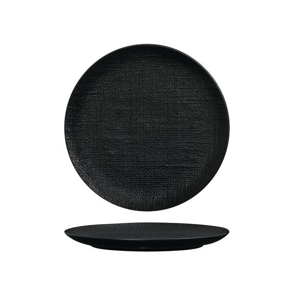 Luzerne Linen Matte Black Round Plate - Flat / Coupe
