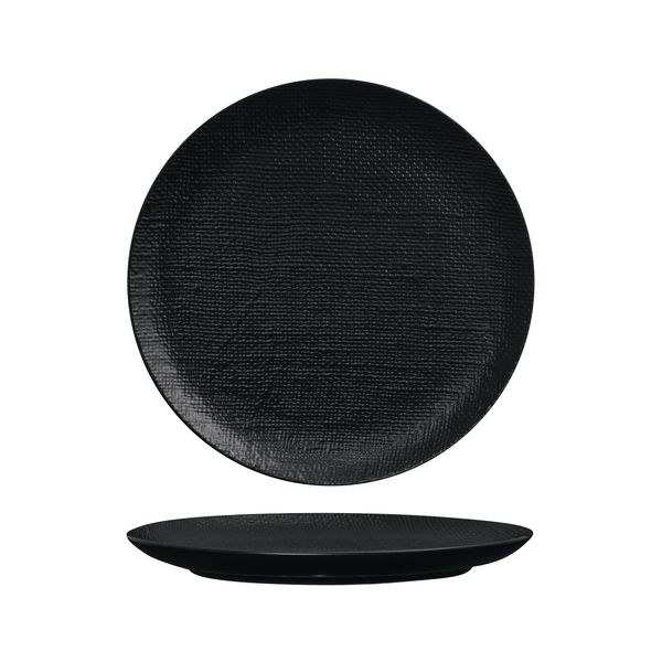 Luzerne Linen Matte Black Round Plate - Flat / Coupe