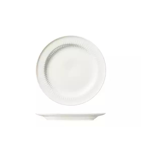 Luzerne Cottage White Round Plate - Wide Rim