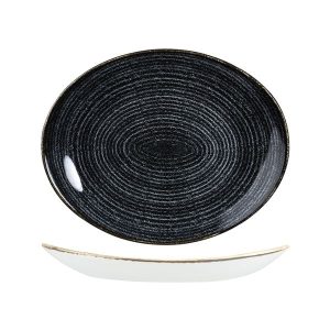 Studio Prints Homespun Charcoal Grey Oval Coupe Plate