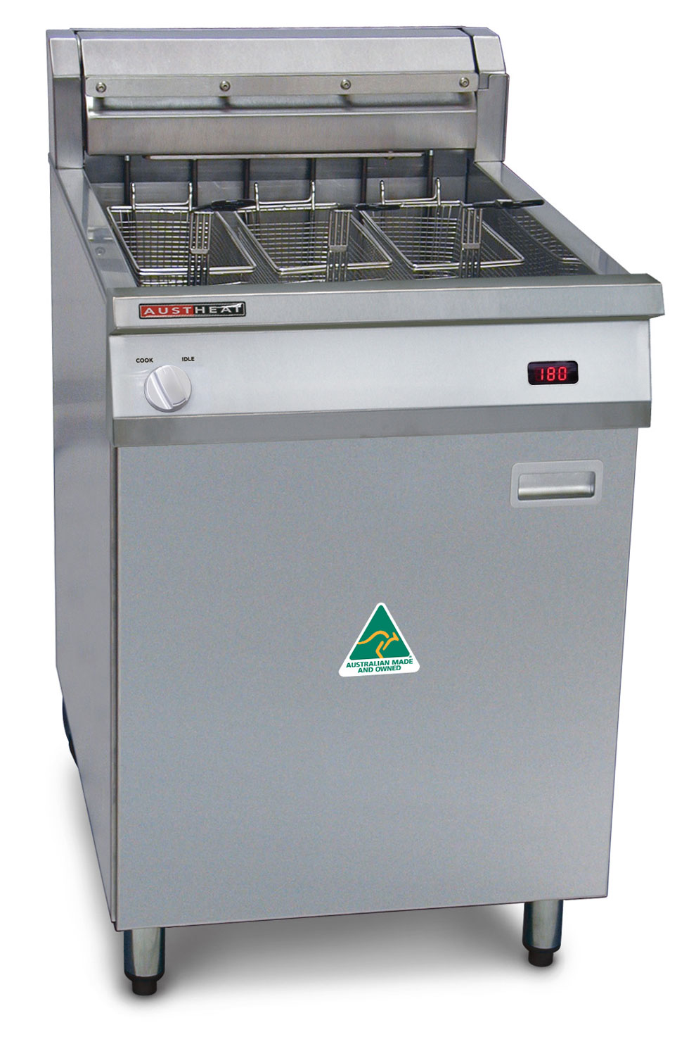 Austheat Freestanding Electric Fryer, 3 baskets