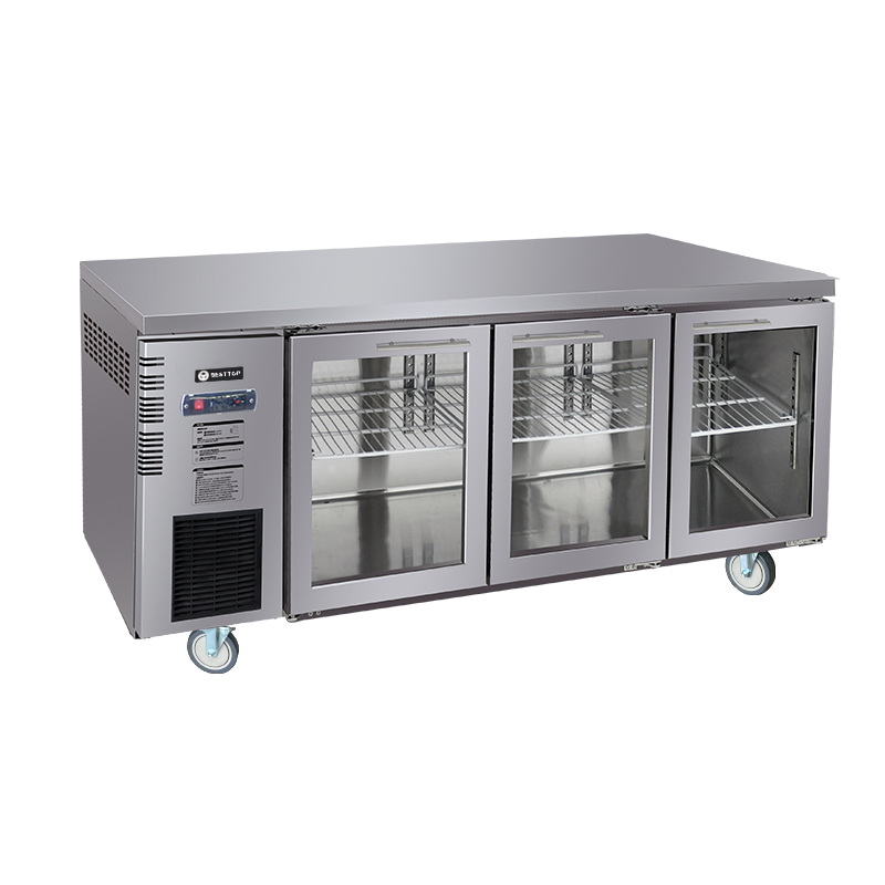 BESTTOP Under Bench Glass Door Fridge 1800mm/CUR18-3SG-600 (600mm depth)
