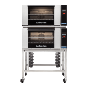 Turbofan E27T2/2C - Full Size Electric Convection Ovens Touch Screen Control Double Stacked on a Stainless Steel Base Stand