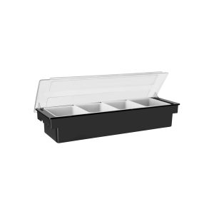 Condiment Holder 4-Compartment Black 500x160x90mm