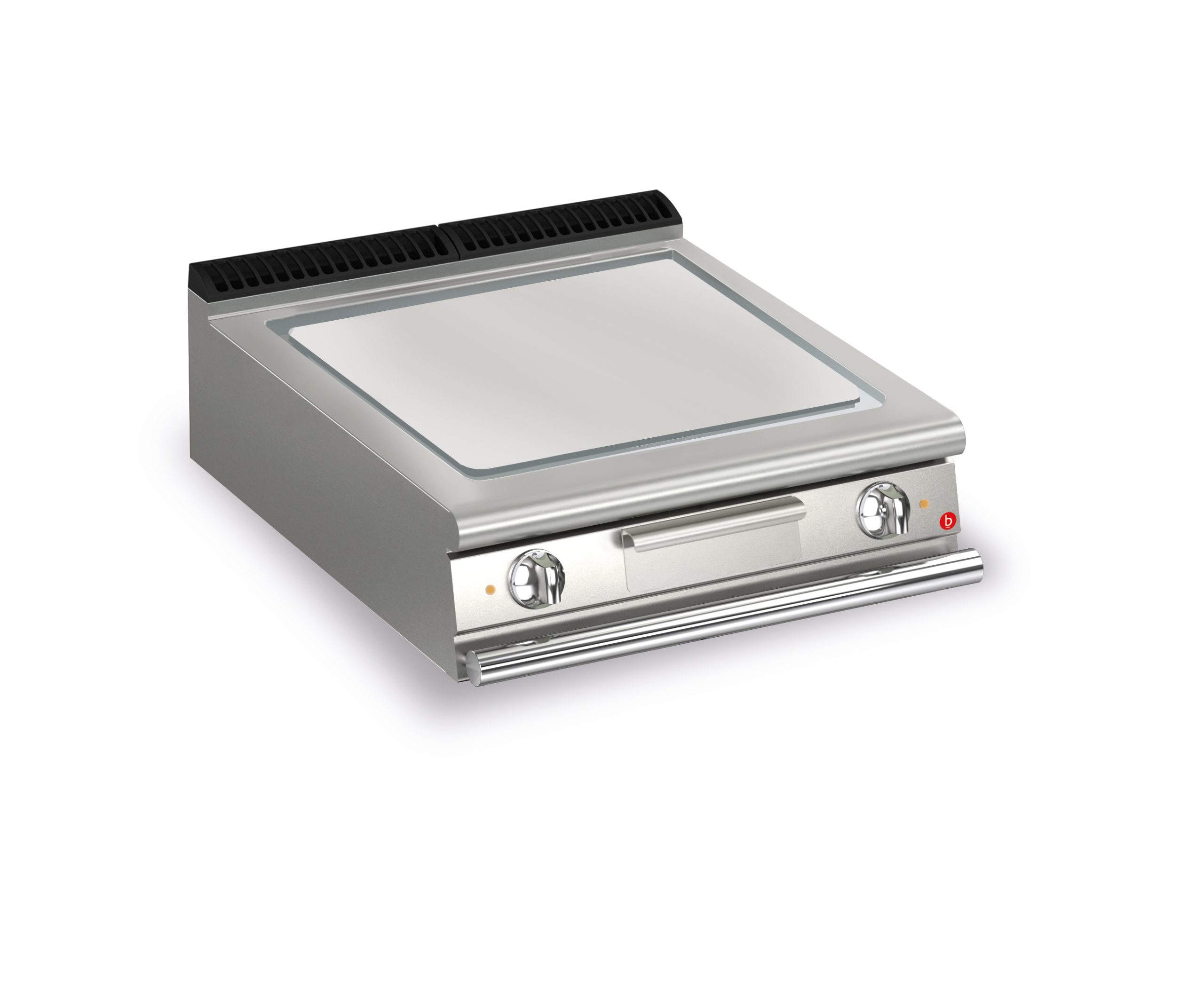 Baron 2 Burner Electric Fry Top With 2/3 Smooth and 1/3 Ribbed Chrome Plate And Thermostat Control