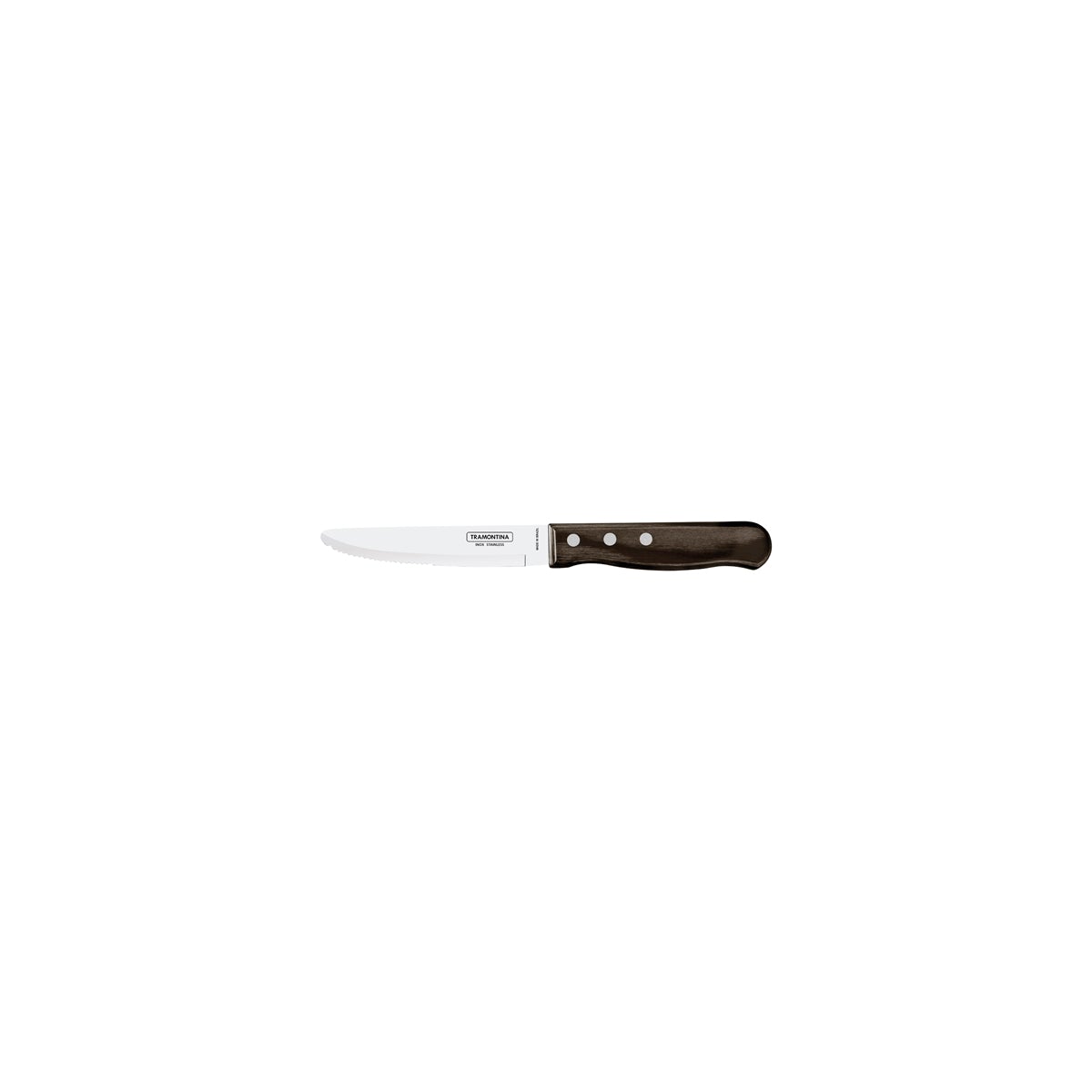 Churrasco Steak Knife Serrated Wide Blade with Polywood Handle Brown 152mm