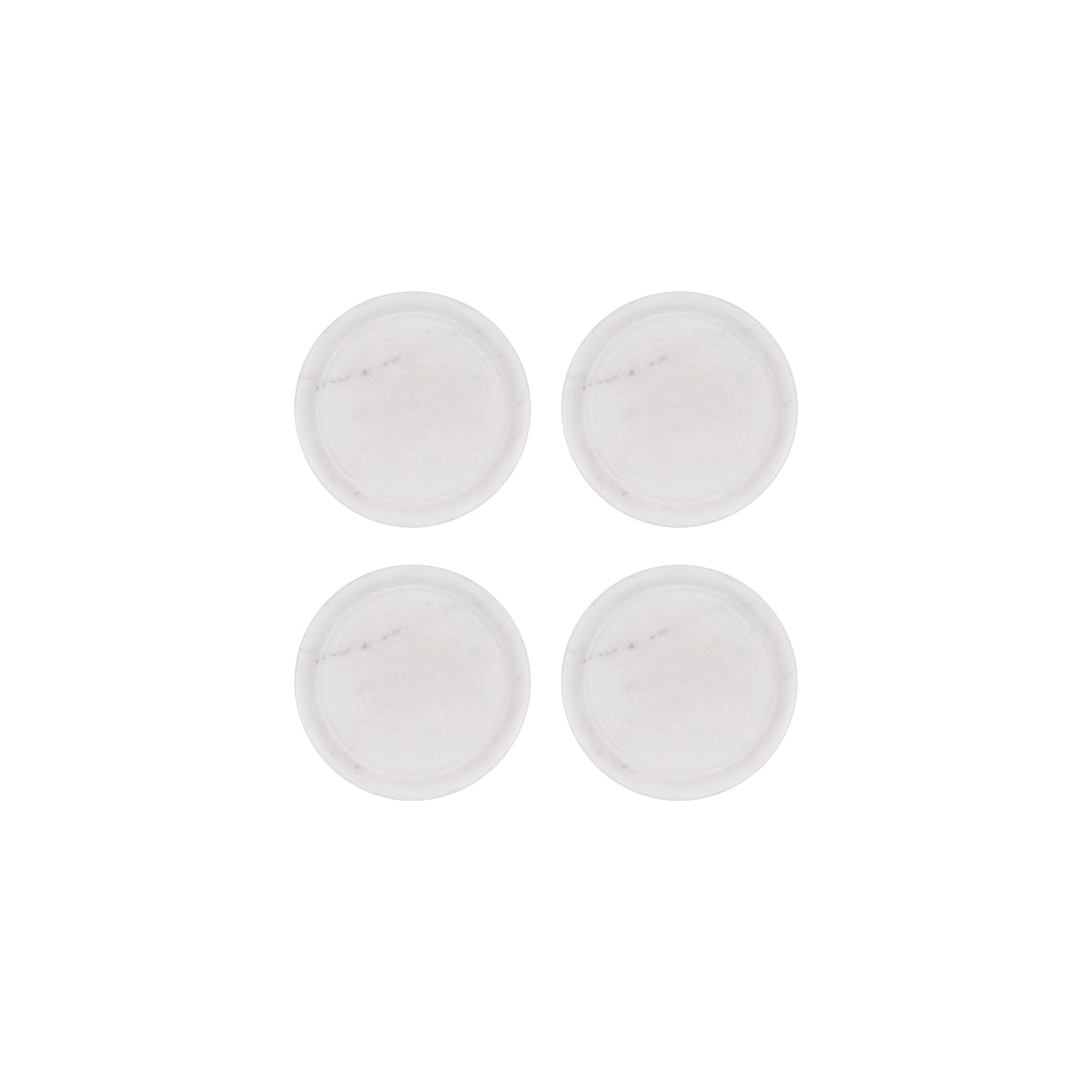 Round Coaster White Marble 4pc Set 100x15mm