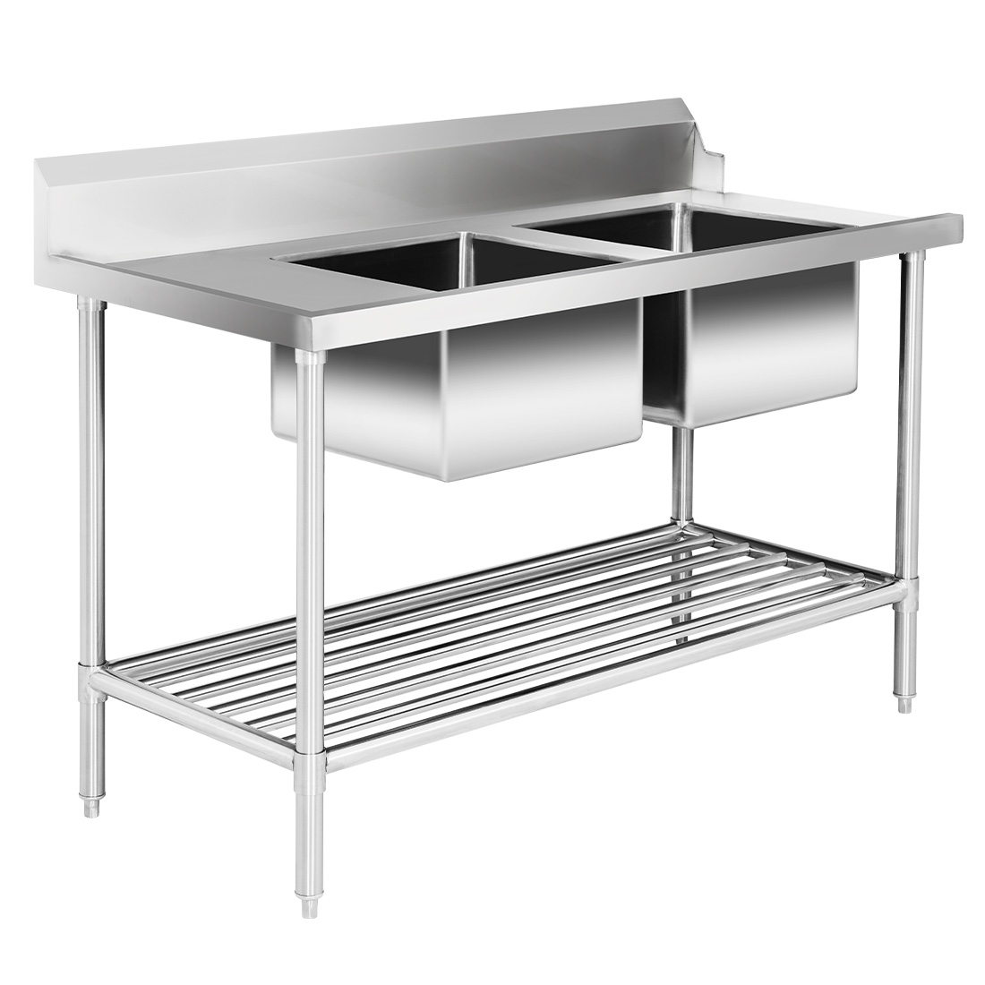 Right Inlet Double Sink Dishwasher Bench - DSBD7-1500R/A