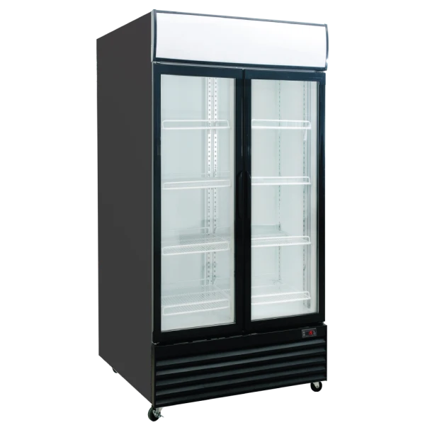 LG-1000BG Large Two Glass Door Colourbond Upright Drink Fridge - Black
